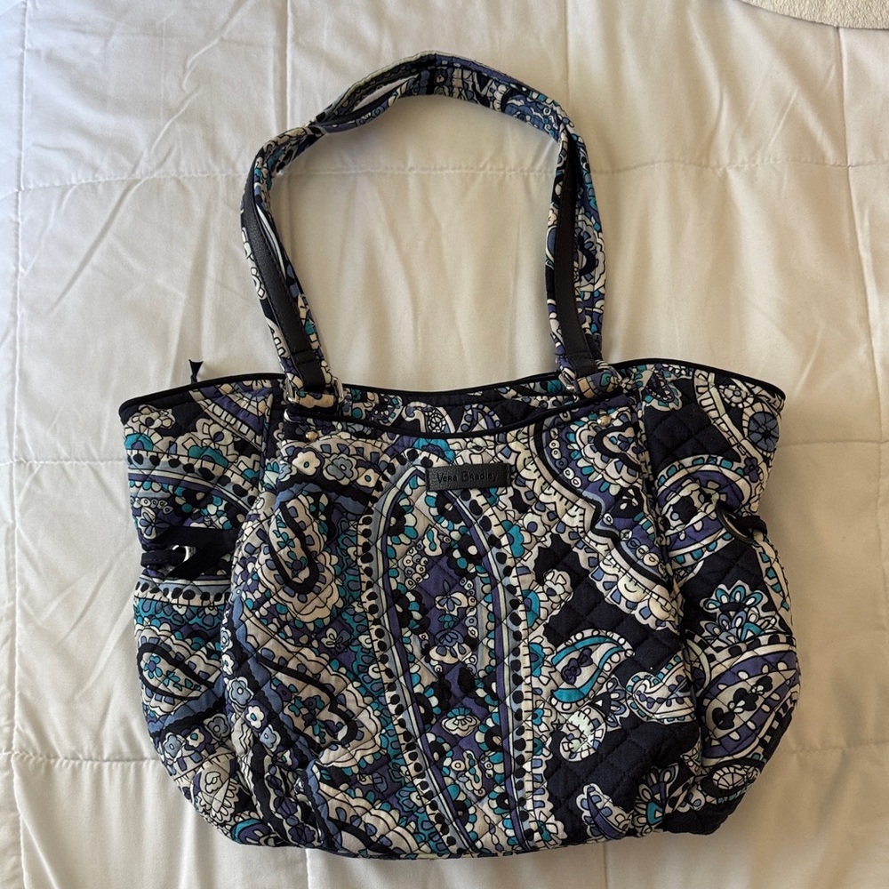 Vera Bradley Navy and Teal Paisley Tote